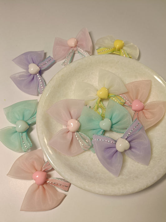 Bow Heart Clip Pair